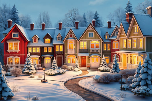 Cozy Winter Row Houses Jigsaw Puzzle 1,000 Pieces